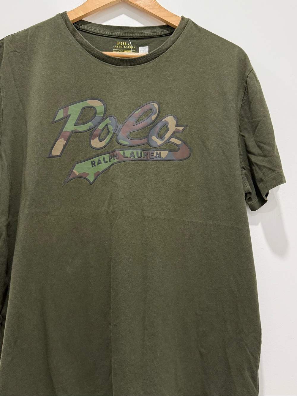 Polo Ralph Lauren Camo Logo Graphic T Shirt Men’s L Olive Green